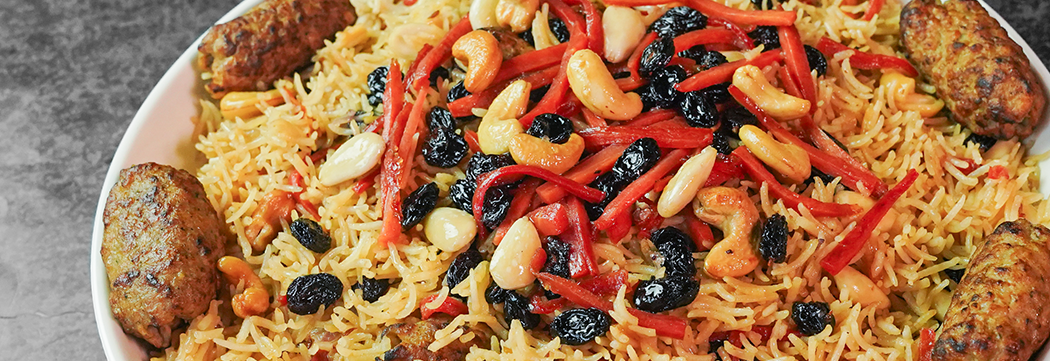 Afghani Pulao with Kafta Kabab