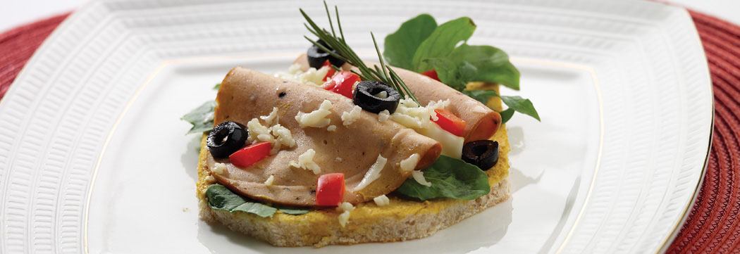 Mortadella Open Faced Sandwich
